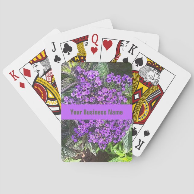 Wild purple lilac flowers with spring green leaves playing cards (Back)