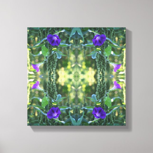 Wild Purple Morning Glory Flowers Abstract Canvas Print (Front)