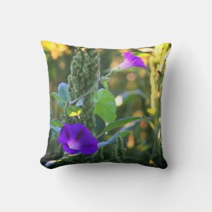 Wild Purple Morning Glory Flowers   Cushion