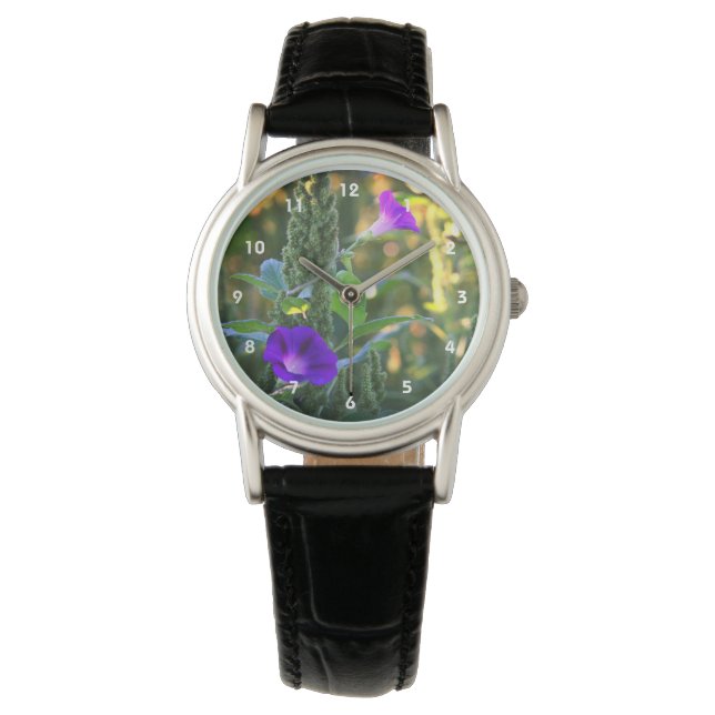 Wild Purple Morning Glory Flowers Watch (Front)