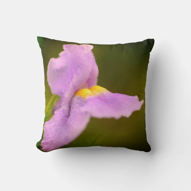 Wild Purple Orchid Flower Dewdrops Cushion (Front)