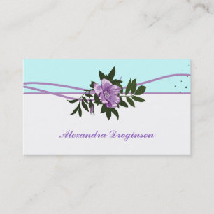 Wild purple rose blue, white floral business card
