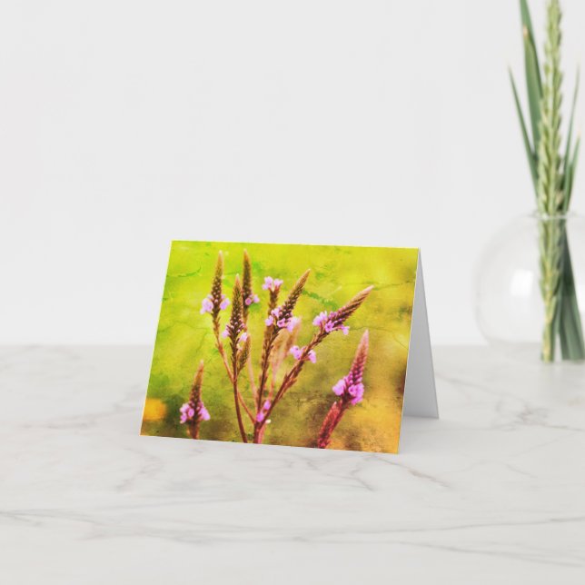 Wild Purple Vervain Flower Art Blank Note Card (Front)