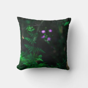 Wild Purple Water Forest Flowers Fern Cushion