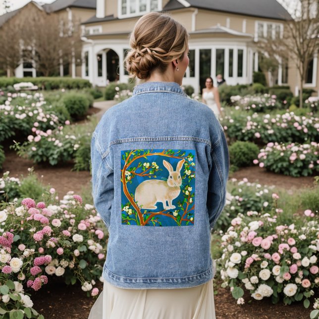 Wild Rabbit and Flowering Branches Denim Jacket (Wedding Back)