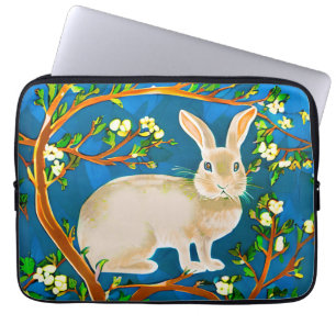 Wild Rabbit and Flowering Branches Laptop Sleeve
