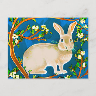 Wild Rabbit and Flowering Branches Postcard
