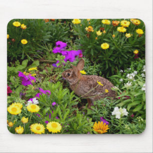 Wild Rabbit in the Flower Garden Mouse Mat