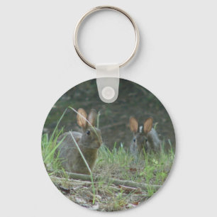 Wild Rabbits Eastern Cottontail Pair Apparel Gifts Key Ring