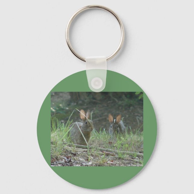 Wild Rabbits Eastern Cottontail Pair Apparel Gifts Key Ring (Front)