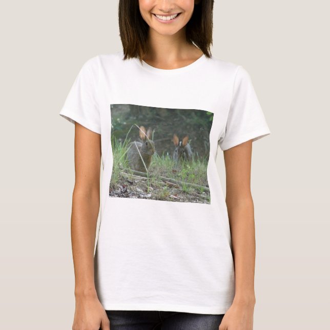 Wild Rabbits Eastern Cottontail Pair Apparel Gifts T-Shirt (Front)