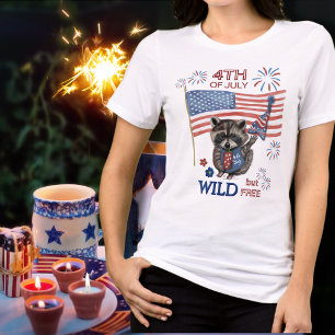 Wild Racoon Girl 4th of July T-Shirt Tri-Blend Shirt