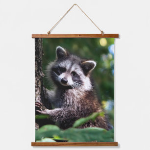 Wild Racoon on the Forest Hanging Tapestry