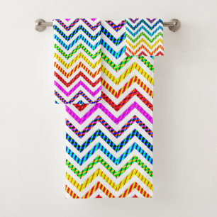 Wild Rainbow Chevron Pattern Bath Towel Set