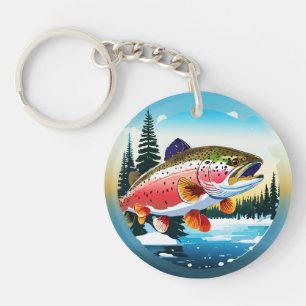 Wild Rainbow Trout Rocky Mountain Stream Keychain