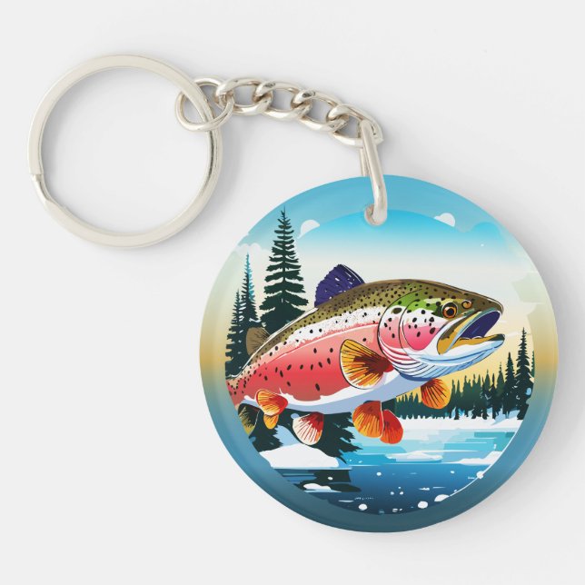 Wild Rainbow Trout Rocky Mountain Stream Keychain (Front)