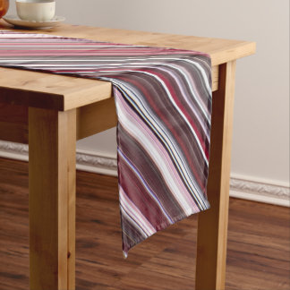 Wild Raspberry Red, Pink, and Burgundy Stripe Short Table Runner