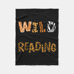 Wild reading kids reading books &amp; bookworm fleece blanket