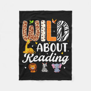 Wild reading teacher kids boys girls book lovers fleece blanket