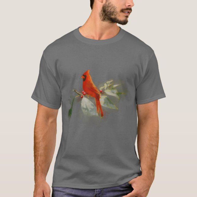 Wild Red Cardinal Bird boy T-Shirt (Front)