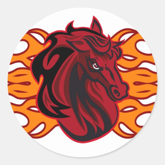 Wild red mustang horse classic round sticker (Front)