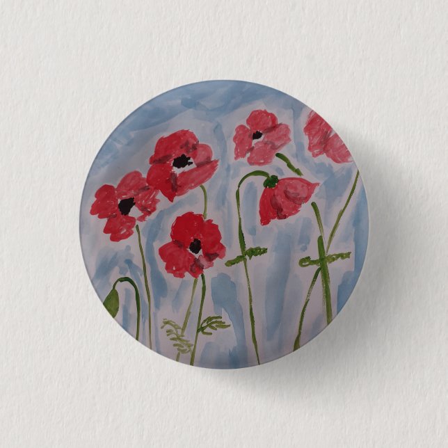 Wild Red Poppies 3 Cm Round Badge (Front)