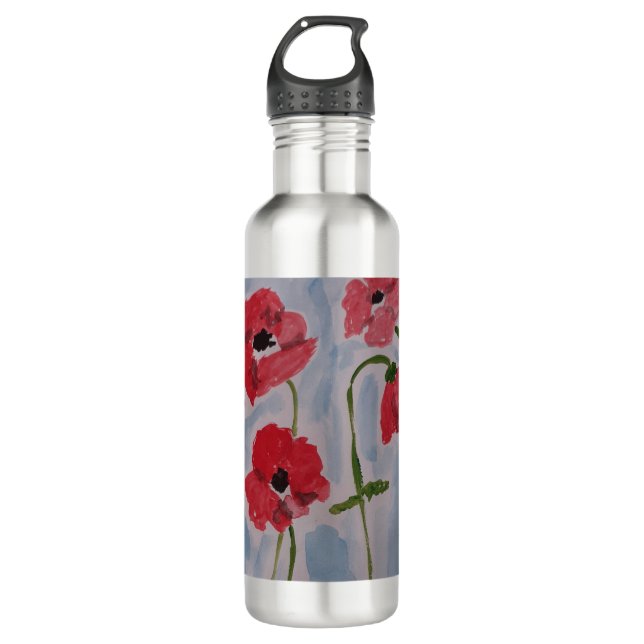 Wild Red Poppies 710 Ml Water Bottle (Front)