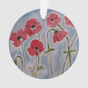Wild Red Poppies Acrylic Decoration