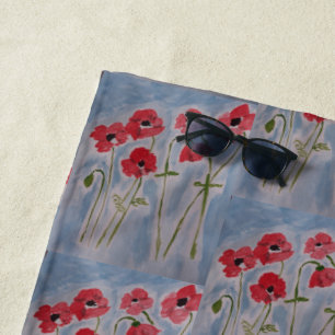 Wild Red Poppies Beach Towel