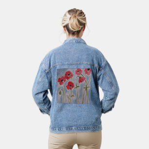 Wild Red Poppies Denim Jacket
