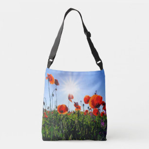Wild Red Poppies Flowers Crossbody Bag