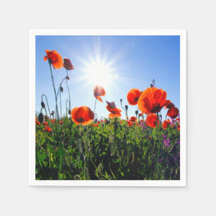 Wild Red Poppies Flowers Napkin