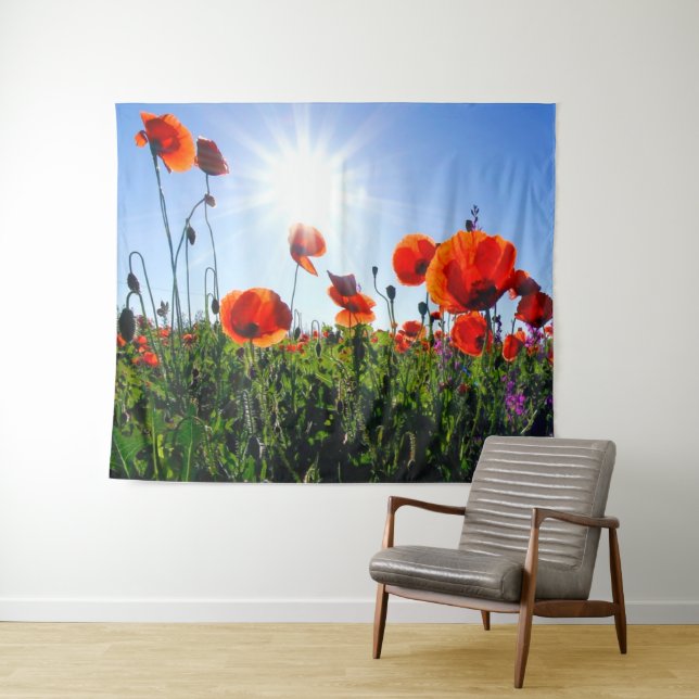 Wild Red Poppies Flowers Tapestry (In Situ (Horizontal))