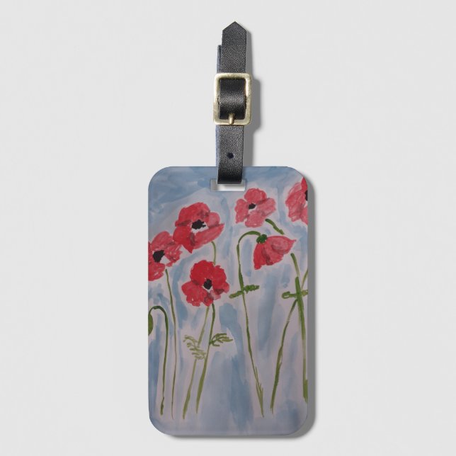 Wild Red Poppies Luggage Tag (Front Vertical)