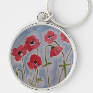 Wild Red Poppies Premium Key Ring