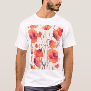 Wild red poppies, watercolor pattern T-Shirt