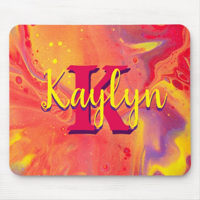 Wild Red Purple Acrylic Flow Art Mouse Mat (Front)