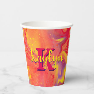 Wild Red Purple Acrylic Flow Art Paper Cups