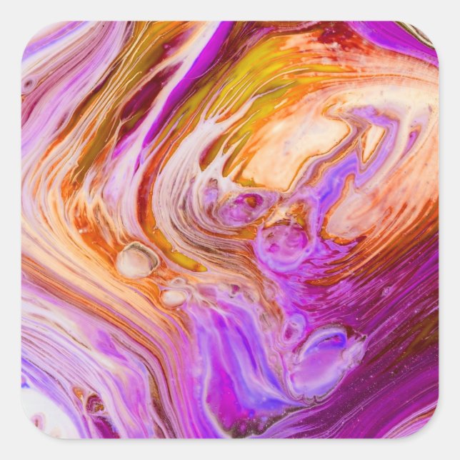 Wild Red Purple Acrylic Flow Art Square Sticker (Front)