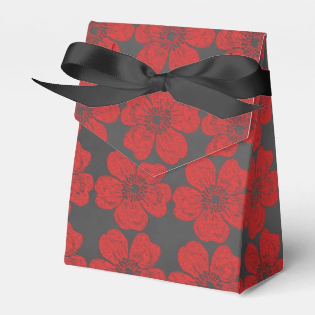 Wild Red Roses Chalkboard Favour Box (Front Side)