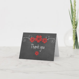 Wild Red Roses Chalkboard Thank You Note Card