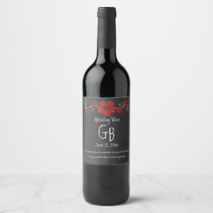 Wild Red Roses Chalkboard Wine Label