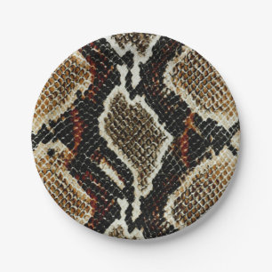 wild reptile pattern colourful python snake print paper plate