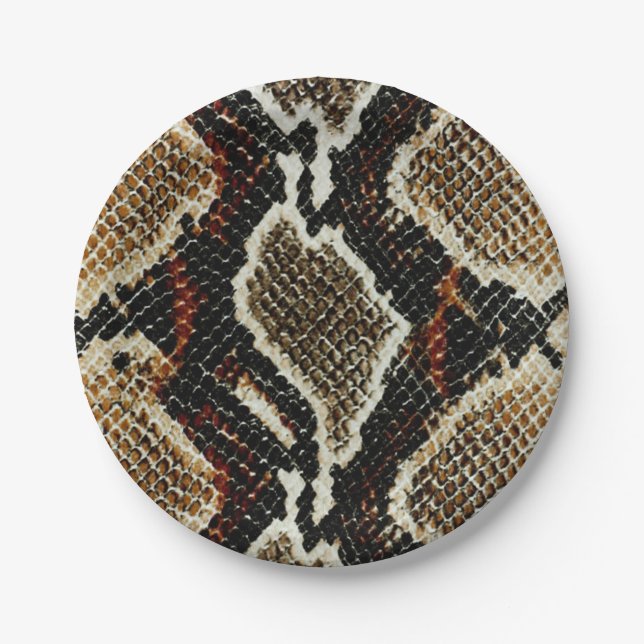 wild reptile pattern colourful python snake print paper plate (Front)