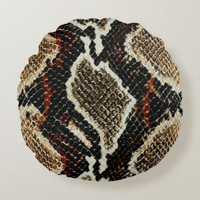 wild reptile pattern colourful python snake print round cushion (Front)