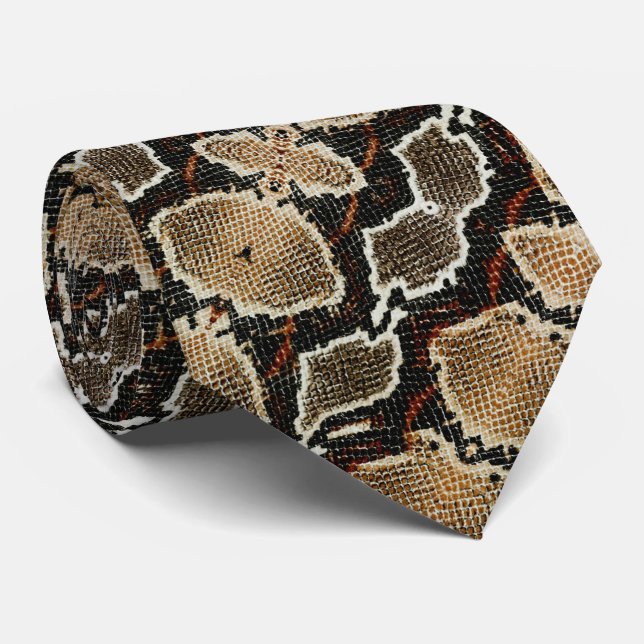 wild reptile pattern colourful python snake print tie (Rolled)