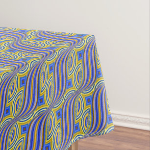Wild Retro Pattern Yellow Blue Purple Swirl Design Tablecloth