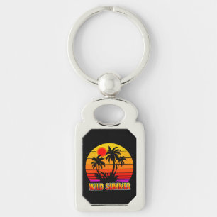 Wild Retro Summer Vibes with Palm Trees Design Key Ring