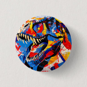 Wild Retro T-rex Dinosaur Fusion 3 Cm Round Badge