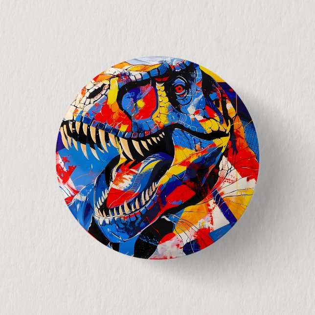 Wild Retro T-rex Dinosaur Fusion 3 Cm Round Badge (Front)